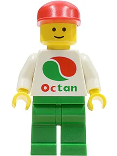 Octan – Weißes Logo, grüne Beine, rote Kappe