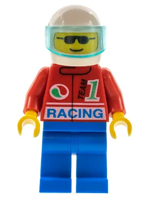 Octan - Racing, blauwe benen, witte helm, doorschijnend lichtblauw vizier