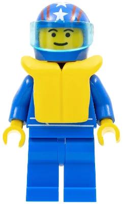 Octan – Blaues Öl, blaue Beine, Schwimmweste, blauer Helm mit 4 Sternen und Streifen, transparent-hellblaues Visier
