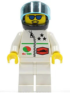 Octan - Sterren, witte benen, zwarte helm, doorschijnend lichtblauw vizier