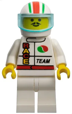 Octan - Race Team, witte benen, witte helm met rode/groene strepen, transparant lichtblauw vizier