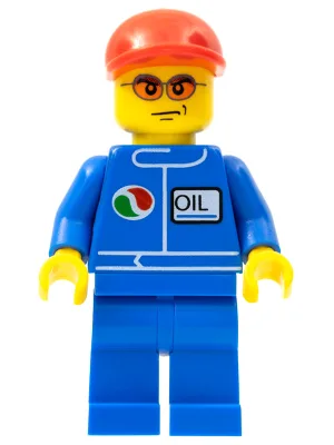 Octan – Blaues Öl, blaue Beine, rote Schirmmütze, orange Sonnenbrille
