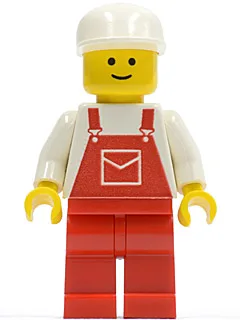 Roter Overall mit Tasche, roten Beinen, weißer Kappe
