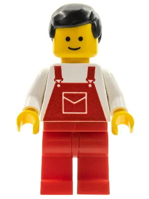 Overalls Red with Pocket, Red Legs, Black Male Hair
