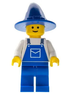 Blauer Overall mit Tasche, blaue Beine, blauer Zauberer-/Hexenhut