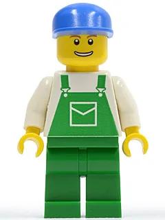 Overalls Green with Pocket, Green Legs, Blue Cap, Thin Grin with Teeth