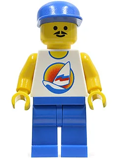 Surfboard on Ocean - Blue Legs, Blue Cap