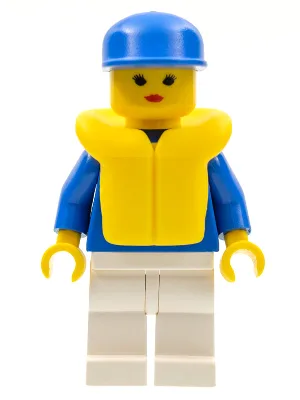 Joggingpak - Witte broekspijpen, blauwe pet, reddingsvest