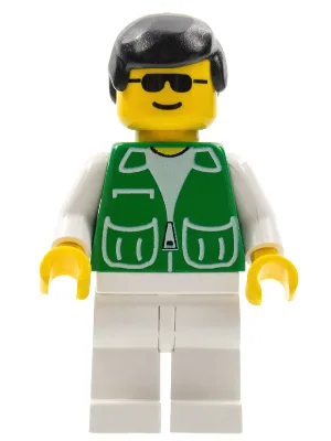 Groene jas met 2 grote zakken - witte pijpen, zwart mannenhaar