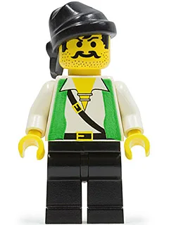 Grüne Piratenweste, schwarze Beine, schwarzes Bandana