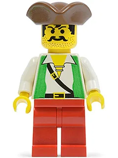 Pirate Green Vest, Red Legs, Brown Pirate Triangle Hat