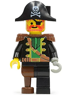 Kapitein Roodbaard (Kapitein Roger) - Bruine epauletten, piratenhoed met doodskop en gekruiste botten