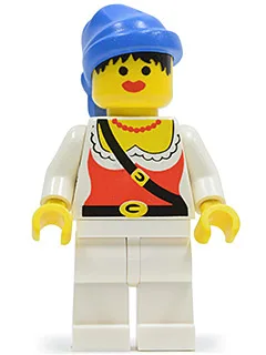 Piratin, weiße Beine, blaues Kopftuch