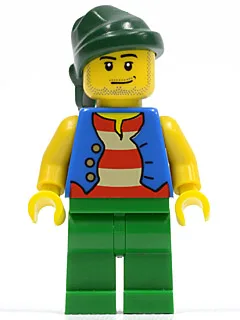 Pirate Blue Vest, Green Legs, Dark Green Bandana, Smirk and Stubble Beard