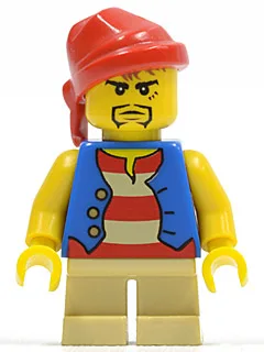 Pirate - Blue Vest, Tan Short Legs, Red Bandana, Black Goatee