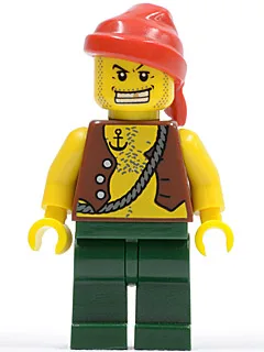 Pirate Vest and Anchor Tattoo, Dark Green Legs, Red Bandana