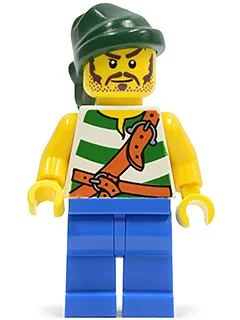 Pirate Green / White Stripes, Blue Legs, Dark Green Bandana