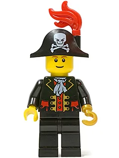 Kapitän – Zweispitz mit Totenkopf und Federbusch, rotbraune Augenbrauen