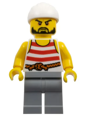 Pirate 2 - Red and White Stripes, Light Bluish Gray Legs, Beard