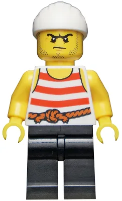 Pirate 8 - Red and White Stripes, Black Legs, Scowl