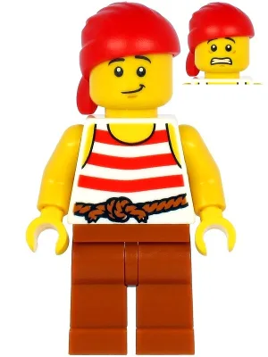 Pirate - Red Bandana, White Shirt with Red Stripes, Dark Orange Legs