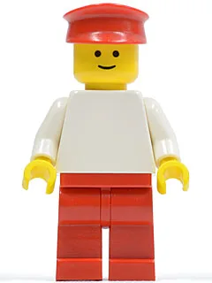 Effen wit torso met witte armen, rode benen en een rode hoed.