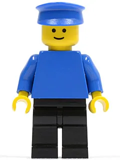 Torse bleu uni, bras bleus, jambes noires, chapeau bleu