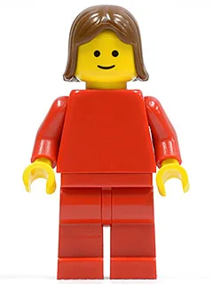 Plain Red Torso with Red Arms, Red Legs, Brown Female Hair