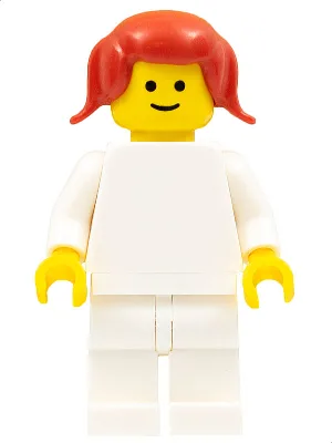 Effen witte romp, witte heupen en benen, rode vlechtjes (huisvrouwkind)