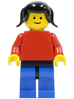Plain Red Torso with Red Arms, Blue Legs with Black Hips, Black Pigtails Hair