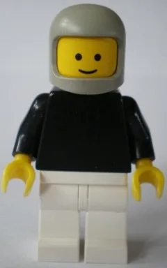 Plain Black Torso with Black Arms, White Legs, Light Gray Classic Helmet