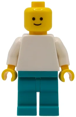 Plain White Torso, Dark Turquoise Legs, Standard Grin