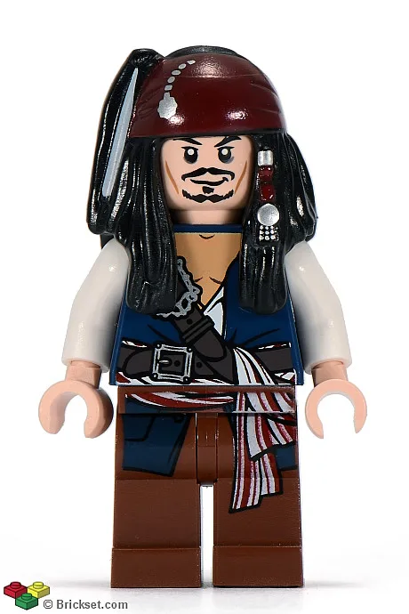Captain Jack Sparrow - White Shirt, Dark Blue Plain Vest, Bandana