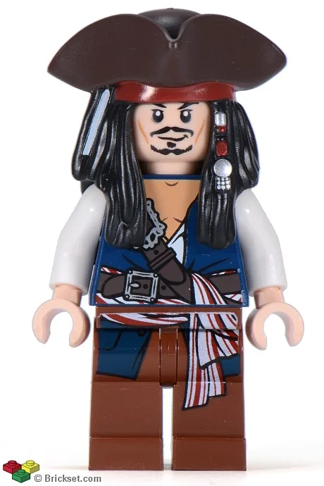 Captain Jack Sparrow - White Shirt, Dark Blue Plain Vest, Tricorne