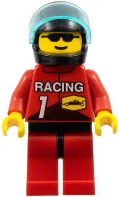 Racing Team 1, zwarte helm, transparant lichtblauw vizier