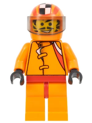 Rennfahrer, Wagen 56, orange mit orange kariertem Helm