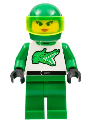 Course - Pilote, Alligator Vert, Casque Uni