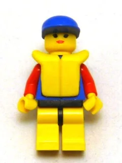 Centre-ville des garde-côtes - Col et manches rouges, jambes jaunes et hanches noires, casquette bleue, gilet de sauvetage
