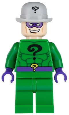 De Riddler - Groene outfit, lichtblauwgrijze bolhoed