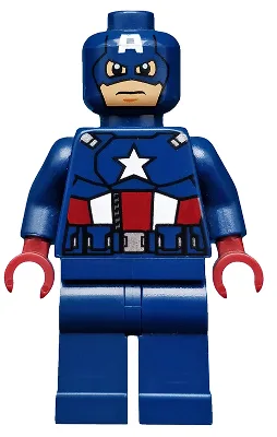 Captain America – Dunkelblauer Anzug mit dunkelblauem Gürtel, dunkelrote Hände, Maske