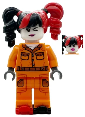 Harley Quinn – Gefängnisoverall, Seitentaschen, Zöpfe, Rollschuhe