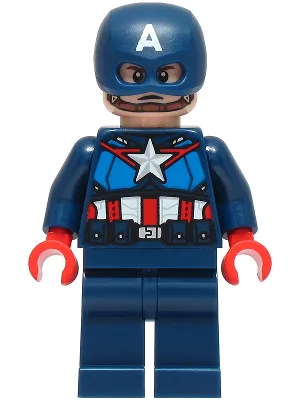 Captain America - Dark Blue Suit with Dark Blue Belt, Red Hands, Helmet