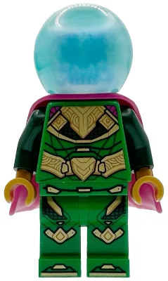 Mysterio - Tête de mort blanche, casque bleu clair satiné transparent, cape en caoutchouc