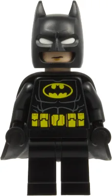 Batman – Schwarzer Anzug, gelber Gürtel mit mittelbraunen Details, Kapuze mit weißen Augen, flexibler Gummiumhang