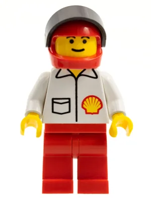 Veste extérieure, pantalon rouge, casque rouge, visière noire