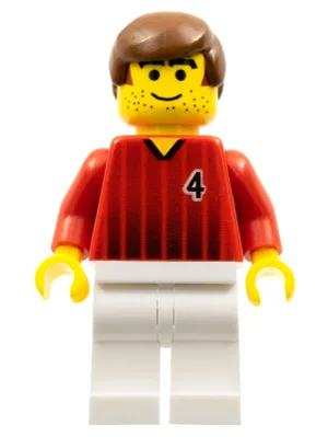 Voetballer - Rood-wit team met nummer 4
