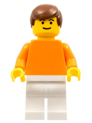 Torse orange uni, bras orange, jambes blanches, cheveux bruns (joueur de l'équipe nationale néerlandaise)