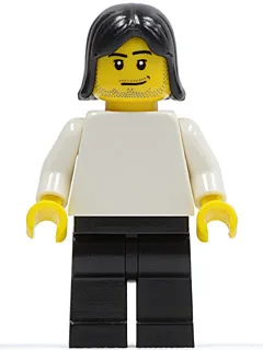 Effen wit torso met witte armen, zwarte benen en zwart haar (voetbalster)