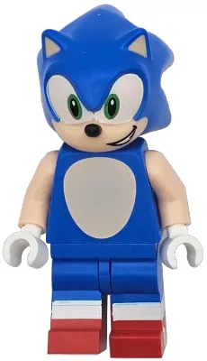 Sonic the Hedgehog – Gesicht und Arme hellbraun, offenes Lächeln nach links