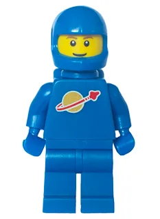 Classic Space – Blau mit Lufttanks und Motorradhelm (Standard), braune Augenbrauen, schmales Grinsen (Neuauflage)